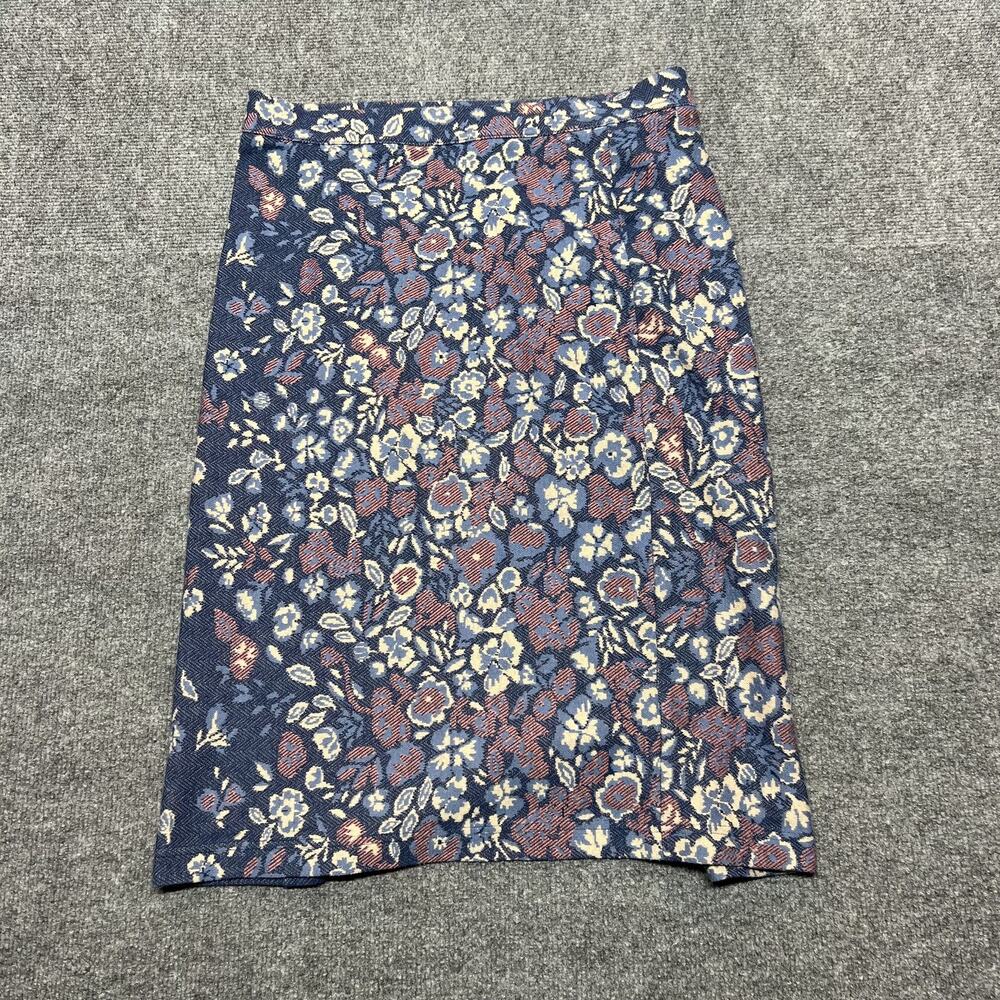 Anthropologie Maeve Gertje Blue Floral Jacquard Knit Pencil Skirt Size M